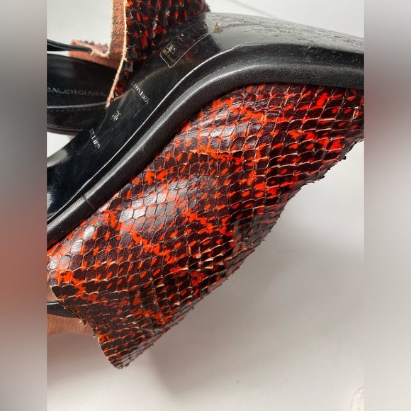 Balenciaga glove snake embossed sandals heels red black 36 - Picture 11 of 15